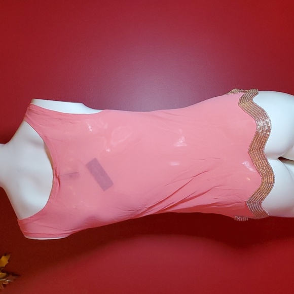 Iisley New York Beaded Designer Semi Sheer Tank Top Blouse Sz M BNWT - Picture 2 of 10